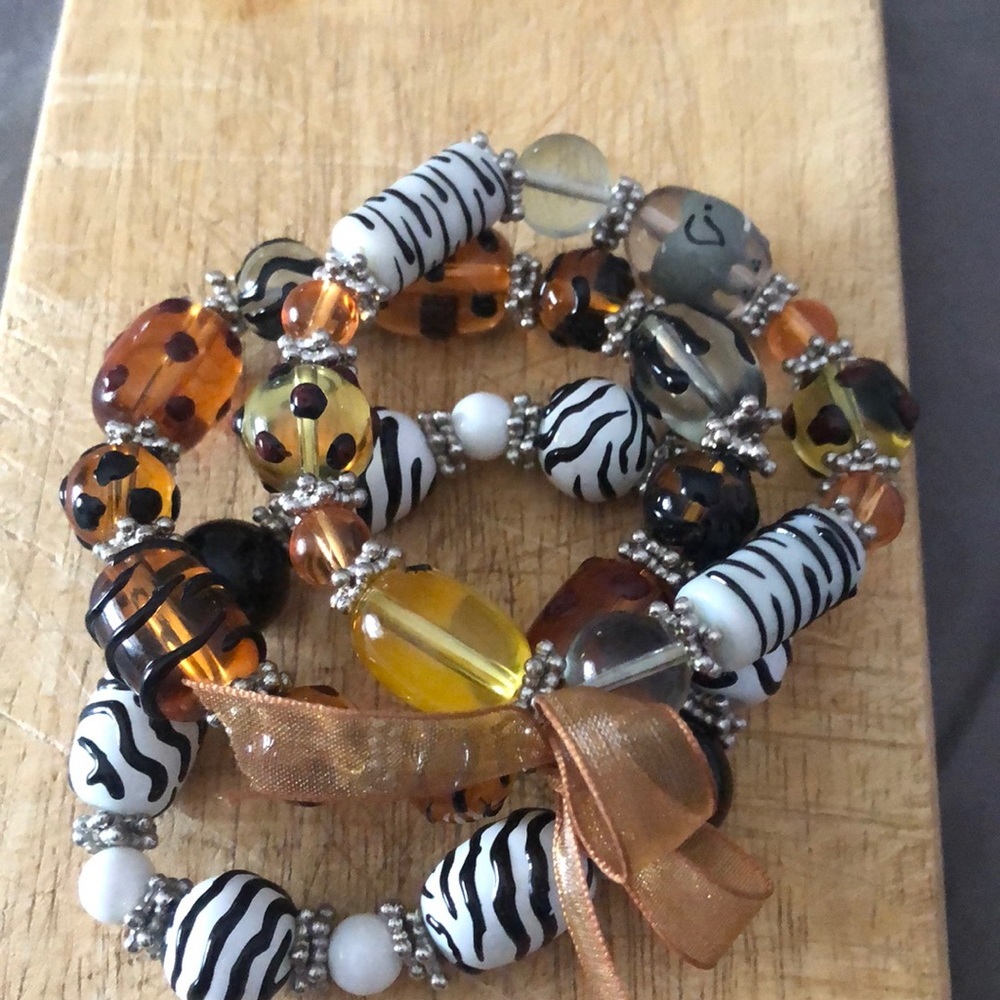 Animal print bracelets set of 3